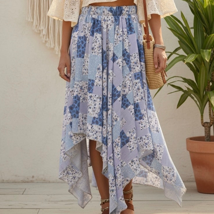 Leilani Blue Patchwork Skirt