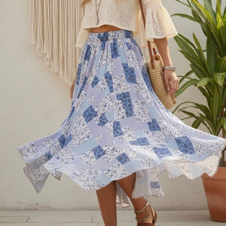 Leilani Blue Patchwork Skirt