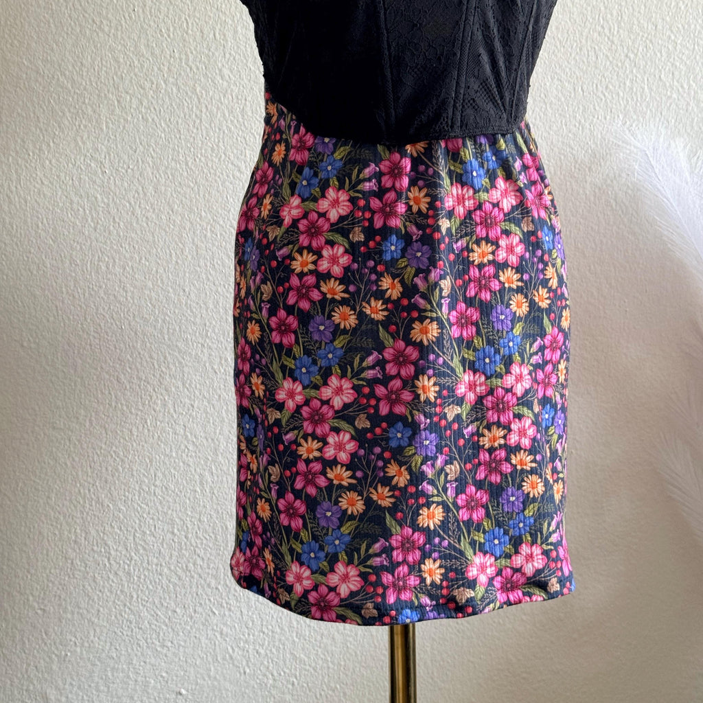 Mila Black Floral Mini Skirt