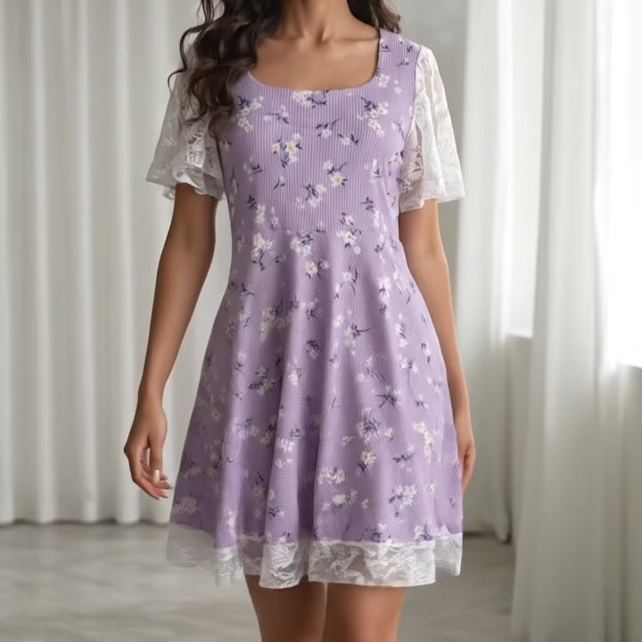 Lilac Floral Lace Dress